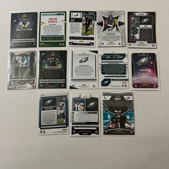 Jalen Hurts QB Philadelphia Eagles Lot of 13 NFL Football Trading Cards Offense - Picture 2 of 2